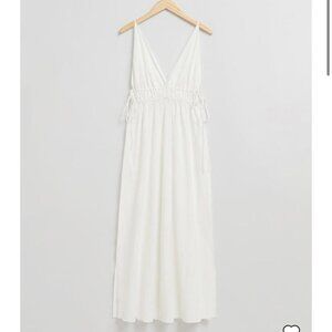 & Other Stories White seersucker Midi Dress sz S